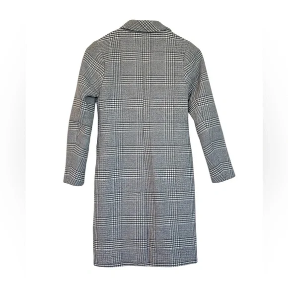 Abercrombie & Fitch Wool Blend The Dad Coat Houndstooth Gray Plaid Size XSP - Picture 2 of 16